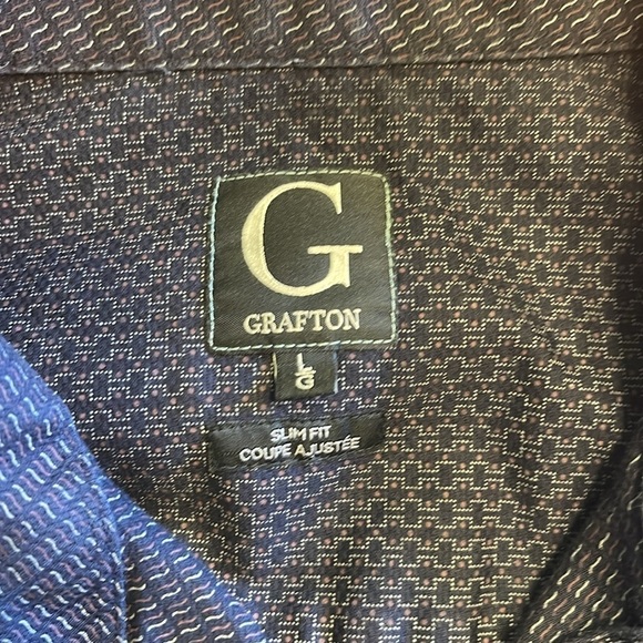 Grafton L slim fit long sleeve  purple/blue/black print shirt - Picture 7 of 9